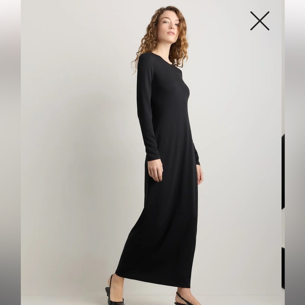Quince Black Long-Sleeve knit maxi Dress- Large - Picture 7 of 8